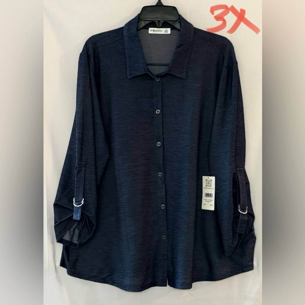 89th & Madison Navy Rayon Blend Shirt